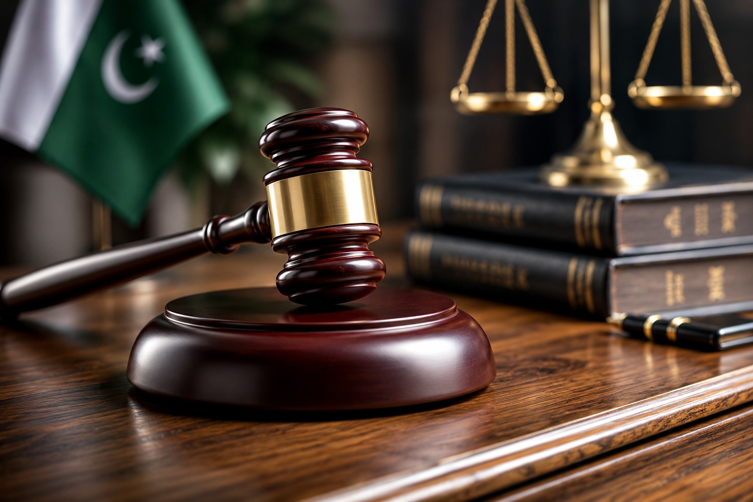 Gavel and books